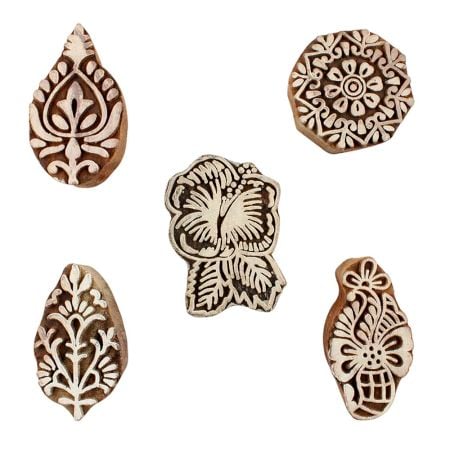 Set of 5 Piece New Mix Wooden Printing Blocks